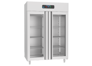 Dulap congelator vertical inox, FRENOX cu 2 usi din sticla, Eficienta Energetica, 1400 lt