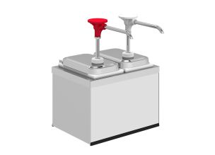 Dozator dublu, din inox, cu pompa, pentru ketchup/mustar/maioneza 2*1.9 lt