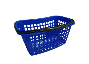 Cos supermarket plastic cu 1 maner 28 litri - Albastru inchis