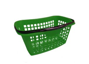 Cos supermarket plastic cu 1 maner 28 litri - Verde Inchis
