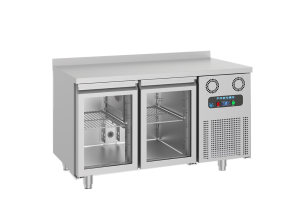 Masa rece FRENOX, profesionala, Eficienta Energetica, inox, 2 usi din sticla, 281 lt, 140*70*85 cm