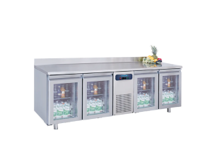 Masa rece FRENOX, profesionala, inox, 4 usi din sticla, 550 lt, 227*60*85 cm