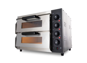 Cuptor profesional pizza cu 2 vetre, electric, baza din samota, 8 pizza x 20 cm