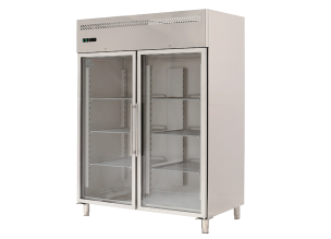 Dulap frigorific vertical inox cu 2 usi din sticla, 1300 lt