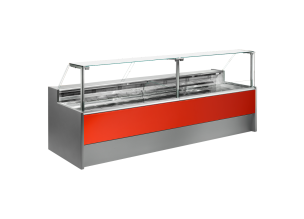Vitrina frigorifica orizontala, carne, mezeluri, lactate, geam drept, ventilata 250 cm