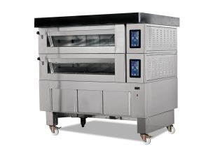 Cuptor profesional brutarie / patiserie cu suport standard cu roti, dospitor, 2 x vetre , hota